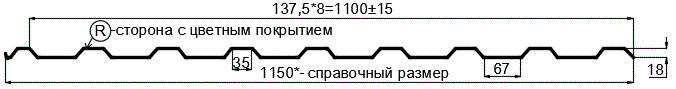 Фото: Профнастил МП20 х 1100 - R (Steelmatt-20-8017-0.4±0.08мм) в Солнечногорске